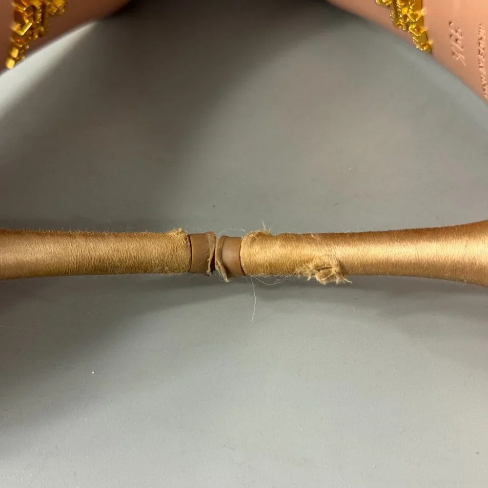 Authentic Prada Gold Silk Evening Mules with Asymmetric Bow, Size 39 1/2 - Picture 9 of 14